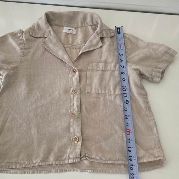 Mate the Label Natural Logan Linen Boxy Button Down Short Sleeve Top Small - Picture 7 of 8